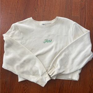PINK Victoria's Secret XL Cream Floral Cropped Sweatshirt